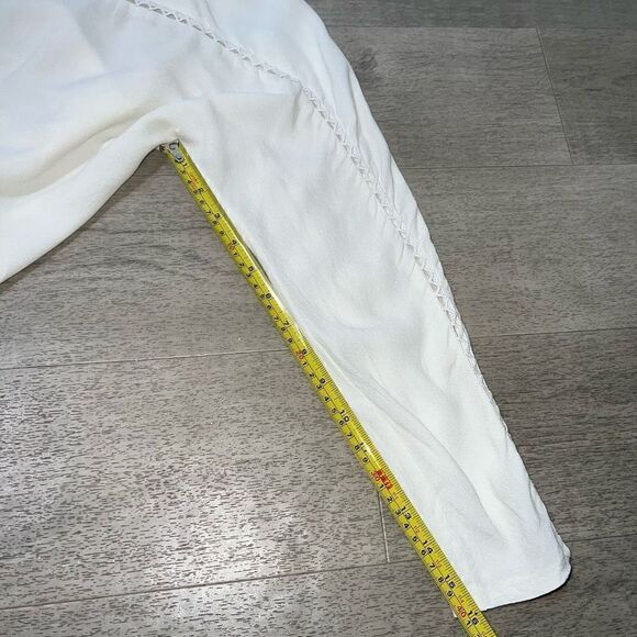 Hotel Particulier White Ivory Lattice Trimmed Long Sleeve Blouse, Women’s Large - Picture 10 of 14